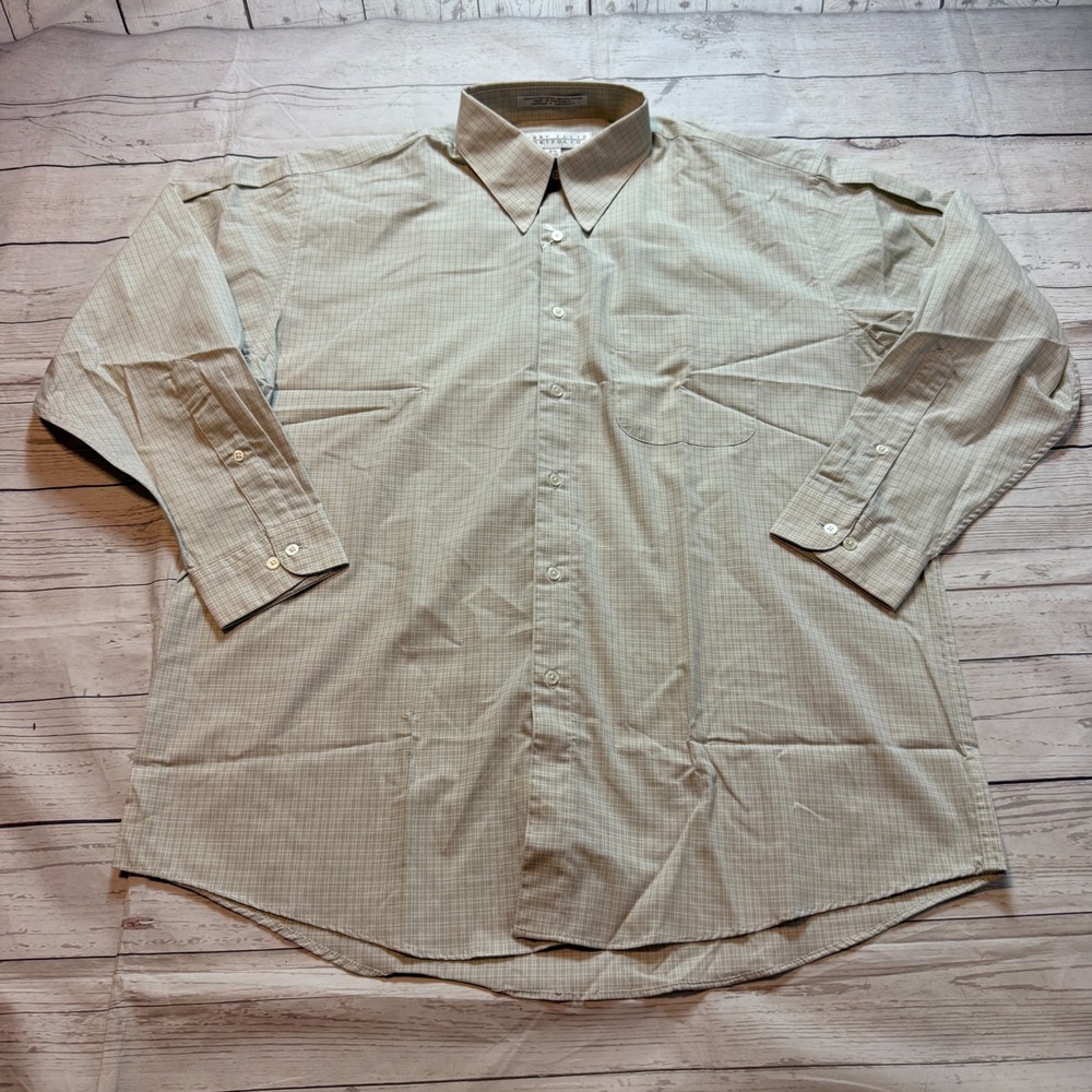 NWT  Perry Ellis Portfolio Button Up Shirt Beige Men's Size‎ 16 1/2 32/33 (L)